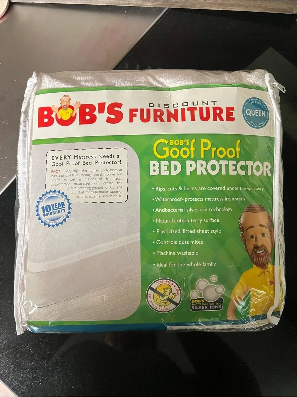 Queen Goof Proof Bed Protector - BNIP -White